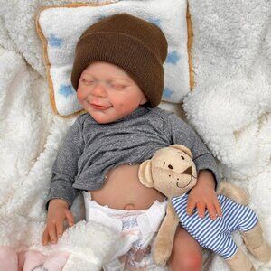 💫 Reborn Baby Doll Grey Full Vinyl Realistic Features Poseable Soft Body Kids